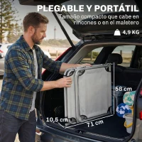 Outsunny Tumbona de jardín Plegable con Toldo y Respaldo Reclinable para Jardín Terraza Acampada 187x58x36cm Gris Claro(m-7)