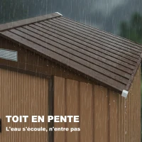 Outsunny Abri de jardin 2,5 m² - remise pour outils avec kit de fondation - cabanon porte verrouillable - tôle d'acier kaki(m-7)