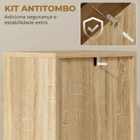 HOMCOM Coluna Casa de Banho Armário Alto de Casa de Banho com Prateleiras Ajustáveis Portas de Ripas Abertura por Pressão 34x23x170 cm Madeira(m-9)