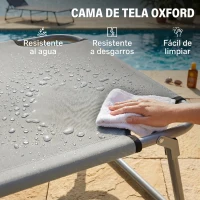 Outsunny Tumbona de jardín Plegable con Toldo y Respaldo Reclinable para Jardín Terraza Acampada 187x58x36cm Gris Claro(m-6)