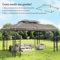 Outsunny Teto de Reposição 4x3 m com Teto Duplo Orifícios de Drenagem e Proteção UV Apenas Teto NÃO Inclui Estrutura Castanho(m-3)