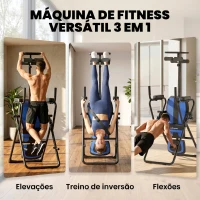SPORTNOW Tabela de Inversão Dobrável com Elevações e Flexões Altura Ajustável 155-198 cm Ângulos 20° 40° 60° Cinto Azul(m-5)