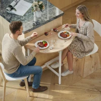 HOMCOM Klappbarer Esstisch, 80 cm Runder Klapptisch mit Stahlrahmen, Platz für 2-4 Personen, Naturholz-Optik(m-9)