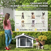 PawHut Hundehütte wetterfestes Hundehaus aus Holz mit herausnehmbarem Boden Asphaltdach öffnendem Fenster 98x76x69,5 cm Grau(m-7)