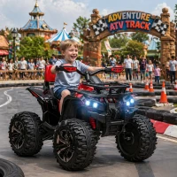 HOMCOM Quad per Bambini Elettrico 12V con Fari e Batteria Ricaricabile, Età 3-5 Anni, 100x65x73cm, Rosso(m-14)