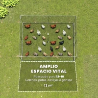 PawHut Gallinero para Exterior Grande 4x3x1,97 m 12 m² Gallinero de Acero Galvanizado con Puerta con Doble Cierre Plata(m-4)