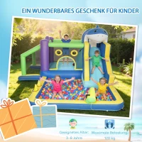 AIYAPLAY 8-in-1 aufblasbar Hüpfburg mit Hai-Design Gebläse Rutsche Planschbecken Trampolin für 3–8 Jahre 405x345x235cm Mehrfarbig(m-9)