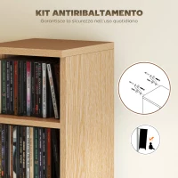 HOMCOM Set 2 Mobili Porta CD a 6 Ripiani Regolabili per 204 CD in Legno, 21x22.5x88.5 cm, Color Legno(m-7)