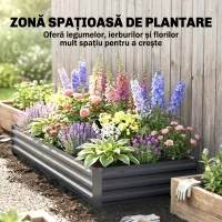 Outsunny Pat de grădină înălțat din metal pentru exterior, ideal pentru flori și legume, 241x90,5x30 cm, gri(m-4)