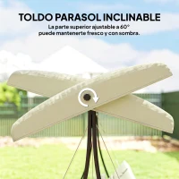 Outsunny Balancín de Jardín Exterior Columpio de 3 Plazas con Toldo Ajustable y Marco de Acero 202x115x168 cm Beige(m-5)