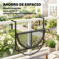 Outsunny Mesa Colgante de Balcón Semicircular 60x47x50 cm Ajustable en Altura Simple y Conveniente para Barandilla de Balcón Terraza Patio(m-5)