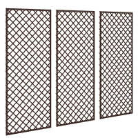Outsunny Juego de 3 Enrejados de Jardín de Mimbre Soportes para Plantas Trepadoras con Parte Superior Plana 43x112 cm Natural