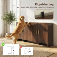 HOMCOM 152 cm Sideboard Küchenschrank mit 4 Soft-Close-Türen, TV-Schrank für Wohnzimmer Küche, Walnussbraun(m-8)