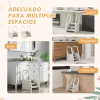 AIYAPLAY Taburete para Niños Ajustable de 2 a 3 Peldaños Torre de Aprendizaje Escalera para Niños de 2-5 Años Gris(m-7)