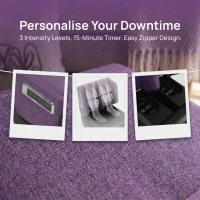 HOMCOM 2 in 1 Foot and Calf Massager with Heat, Air Compression, Timer, 3 Modes & Intensities, Purple and Black(m-7)