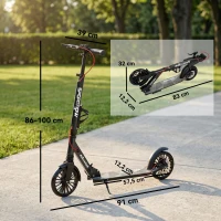 SPORTNOW Cityroller Alumínio Altura Ajustável & Dobrável Scooter com rodas PU 20 cm Rolamentos ABEC-7 Sistema de Travagem Dupla(m-3)
