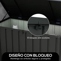 Outsunny Baúl de Almacenaje Exterior de Acero con 4 Ruedas 2 Asas y Tapa Bloqueable 125,5x61,5x70 cm Gris Oscuro(m-7)