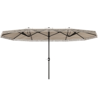 Outsunny Sombrilla Doble 4,5x2,7 m Sombrilla Terraza Exterior con Manivela Manual Resistente al Agua y Protección UV30+ Crema