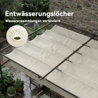 Outsunny Terrassendach Pergola ca. 4x3m Terrassenüberdachung mit Verstellbares Dach, Wandmontage UV 30+ Cremeweiß(m-8)