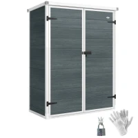 Outsunny Cobertizo de Jardín Exterior de Plástico 0,81 m² 134x68,5x170 cm con Suelo 2 Estantes Plegables Puertas con Pestillo(m-10)