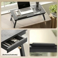 HOMCOM Supporto Monitor Inclinabile e Regolabile con Cassetto Laterale, in Legno, 83.5x33x23.5-34 cm, Nero(m-5)