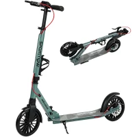 SPORTNOW Foldable Kick Scooter with Height Adjustable Handlebar, One-click Folding Adult Scooters with 200 mm Big Wheels, Silver(m-10)