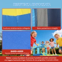 AIYAPLAY Castello Gonfiabile per Bambini 4 in 1, Scivolo, Trampolino, Piscina Palline/Acqua, Canestro, 3-8 Anni, Blu(m-5)