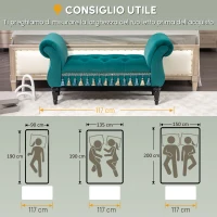 HOMCOM Panca Imbottita, Design Vintage, fino a 150 kg, 117x40x58 cm, Verde(m-7)