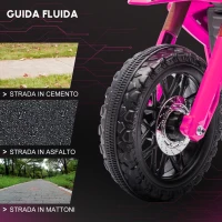 AIYAPLAY Moto elettrica per bambini, motocicletta 12V con rotelle di supporto, veicolo per bambini con clacson e suoni di avviamento, 3 km/h, Rosa(m-7)
