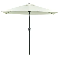 Outsunny Sombrilla de Jardín Ø230x216 cm con Apertura Manual Ángulo Ajustable e Impermeable para Terraza Piscina Crema(m-9)