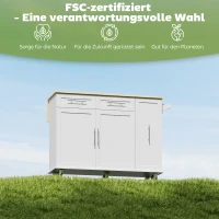 HOMCOM Fahrbare Kücheninsel, erweiterbare Oberfläche, Schranktüren, Schubladen, Handtuchhalter, Küchenwagen aus MDF, Weiß(m-9)