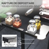 Outsunny Grătar pe Cărbune cu 3 Niveluri, Rafturi Pliabile și Rotisor, din Oțel Inoxidabil, 118x32x90 cm, Negru(m-6)
