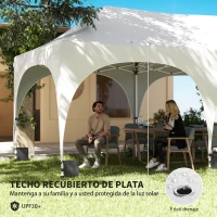 Outsunny Carpa Plegable 6x3 m Pop-up con 6 Laterales Desmontables Altura Ajustable y Bolsa de Transporte Gris Claro(m-6)