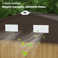 Outsunny Cobertizo de Jardín Exterior 4,9 m² 277x195x192 cm con Puerta Corredera Ventilación y Kit de Fundación Marrón(m-8)