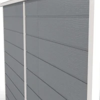 Outsunny Casetta da Giardino in Resina con Pavimento, 2 Porte con Blocco, Finestra, 2.4 x 1.3 m, Grigio(m-11)
