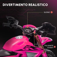 AIYAPLAY Moto elettrica per bambini, motocicletta 12V con rotelle di supporto, veicolo per bambini con clacson e suoni di avviamento, 3 km/h, Rosa(m-6)