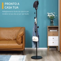 HOMCOM Appendiabiti da Terra con 8 Ganci, Struttura in Acciaio con Base in Marmo, 35x35x170cm, Nero(m-4)