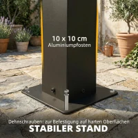 Outsunny Pergola 3x3 m Aluminium Terrassenüberdachung mit LED-Beleuchtung Fernbedienung verstellbar Lamellendach(m-6)