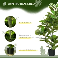 HOMCOM Ficus artificiale, con 90 foglie e vaso per soggiorno, 110 cm, Verde(m-4)