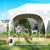 Outsunny Carpa Plegable 6x3 m Pop-up con 6 Laterales Desmontables Altura Ajustable y Bolsa de Transporte Gris Claro(m-9)