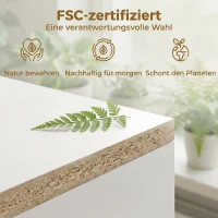 HOMCOM 4-stöckiges Bücherregal mit verstellbaren Regalböden, Regal mit Schrank und Türen für Wohnzimmer, Arbeitszimmer, Weiß(m-7)