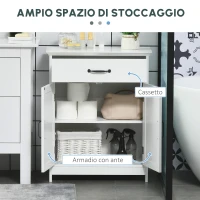 kleankin Mobile Salle de Bain, Armadio Salle de Bain in Piedi con Doppia Porta, Cassetto e Ripiano Regolabile, 60x30x75cm, Bianco(m-4)