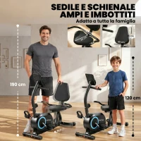 SPORTNOW Cyclette Reclinata per Anziani con Bluetooth, Connettività App, Ruote(m-7)