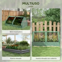 Outsunny Jardinera Exterior Grande con Mini Invernadero con Base Abierta para Patio Terraza Balcón 185x95x92 cm Gris y Verde(m-4)