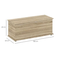 HOMCOM Cassapanca, Panca da Stoccaggio con Coperchio Ribaltabile e Cerniere di Sicurezza, 100 x 40 x 40 cm, Naturale(m-3)