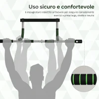 HOMCOM Barra per Trazioni Multifunzionale da Parete con Impugnature Antiscivolo, Portata 110 kg, Grigio e Nero(m-6)