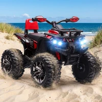 HOMCOM Quad per Bambini Elettrico 12V con Fari e Batteria Ricaricabile, Età 3-5 Anni, 100x65x73cm, Rosso(m-13)