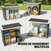 Outsunny Abri de Jardin - cabane de jardin 1,09 m² - cabanon rangement outils 2 Portes verrouillables - dim. 147L x 86l x 134H cm - tôle d'acier Noir Blanc(m-7)