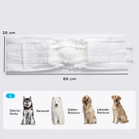 PawHut Dog Diapers Super Absorbent Leak-Proof Dog Nappies for Male Dogs Size L 62-80 cm Waist(m-3)
