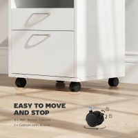 HOMCOM Filing Cabinet, Mobile File Cabinet with 2 Lockable Drawers, Office Home Organiser on Wheels for A4, Letter-Size File Folders, Mobile Printer with Open Shelf, White(m-5)